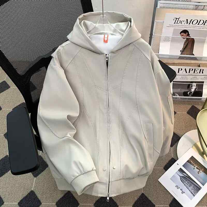 户外衣着 - ジャケット 男性用 耐摩耗性 秋冬 無地 立襟 ジップアップ ポリエステル 繊維 厚手 ルーズ カーキ ブラック