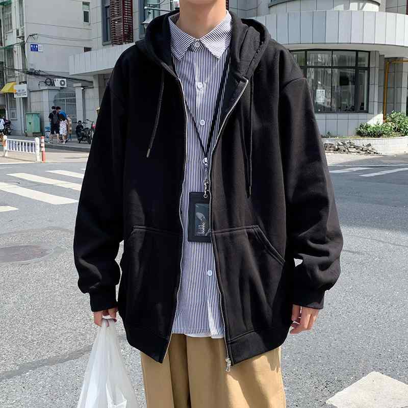パーカー メンズ 秋冬 裏起毛 スウェット ジップアップ フード付き 無地 ストリート系 韓国 カジュアル スポーツ ウェア 部屋着 黒 グレー ポリエステル