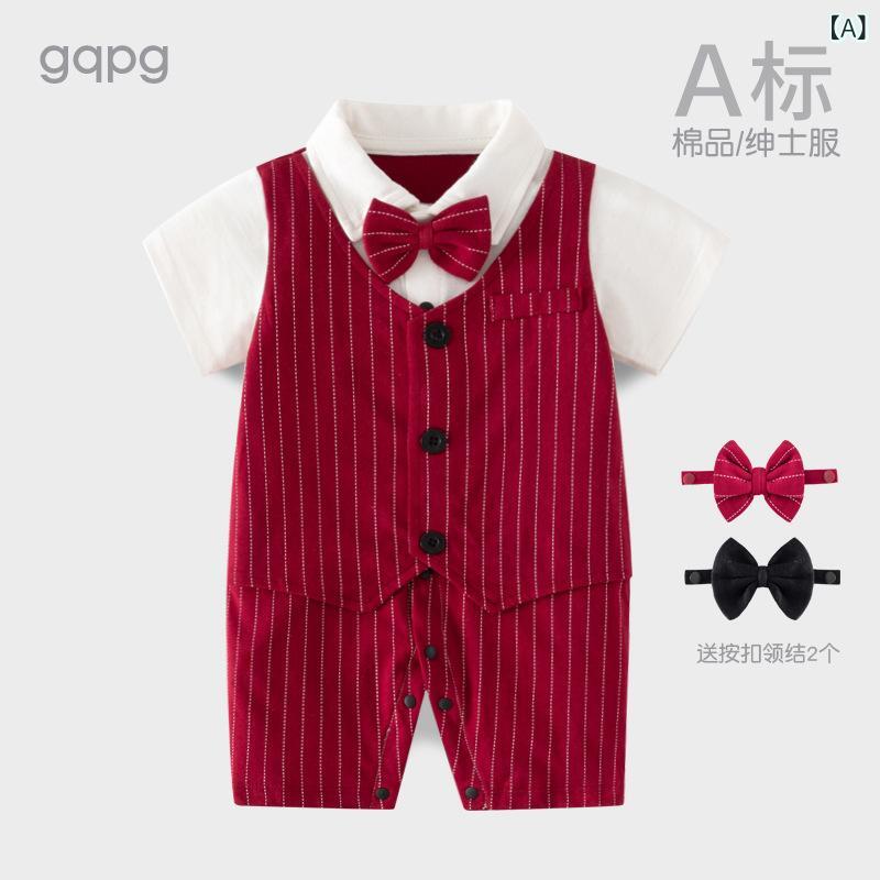 LINEAR shopのロンパース ベビー服 男の子 新生児 セレモニー フォーマル 赤ちゃん 綿 長袖 結婚式 お宮参り 退院祝い 秋冬｜アングル2