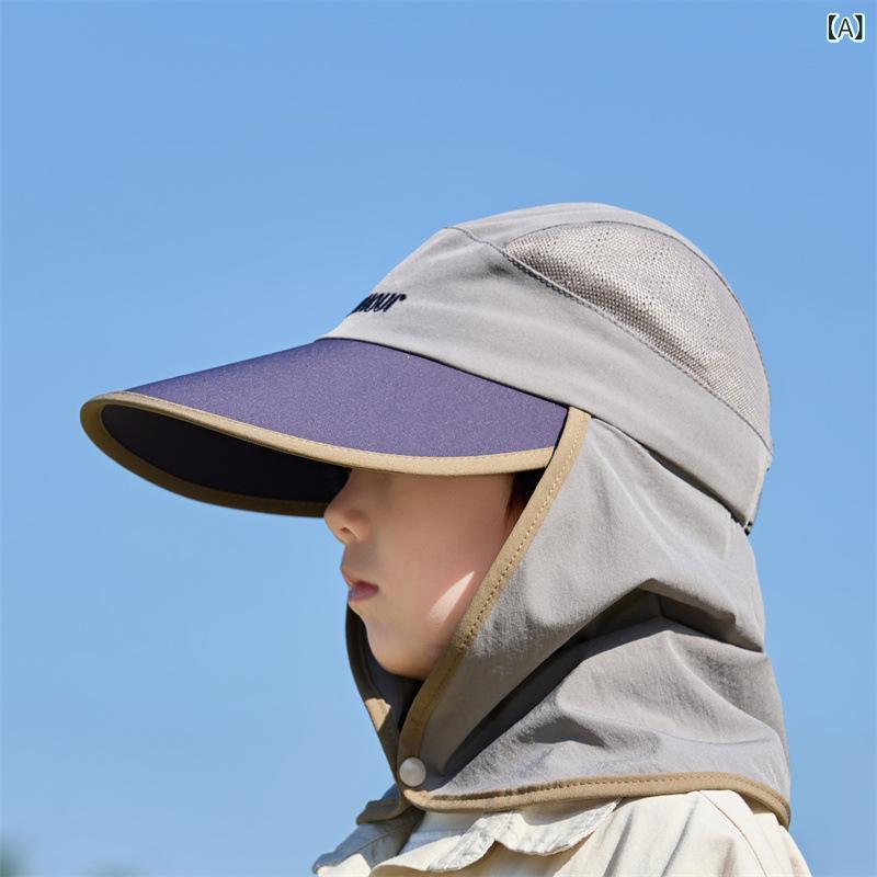 帽子 キッズ 子供用 UVカット帽子 紫外線対策 日よけ帽子 速乾 通気性 登山 アウトドア 春夏 グレー ピンク系 ベージュ パープル 2