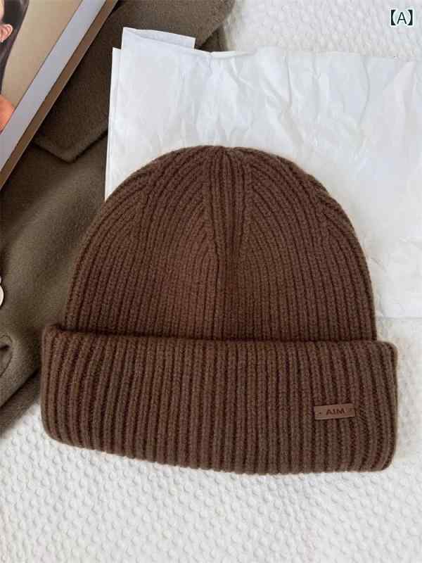 ニット帽 レディース メンズ ウール 羊毛 美ラード ブラウン あったか 保温 防風 粗 вязаный 帽子 秋冬 日韓風 スタイル(x2)