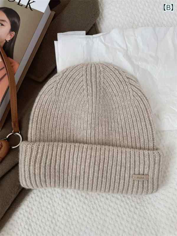 ニット帽 レディース メンズ ウール 羊毛 美ラード ブラウン あったか 保温 防風 粗 вязаный 帽子 秋冬 日韓風 スタイル(x2)