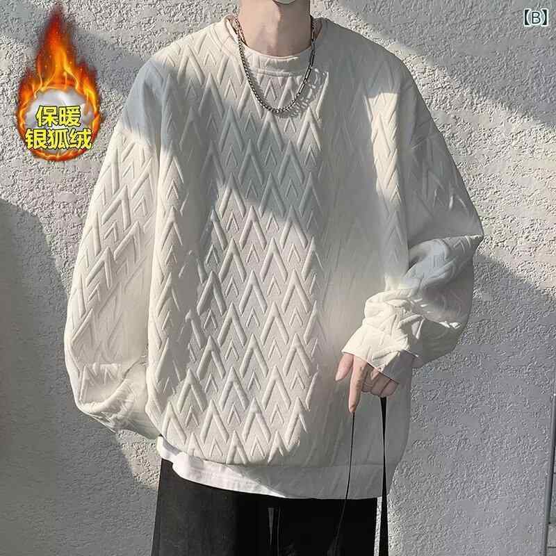 スウェット 男性用 バロック調 ヘビーウェイト 裏起毛 トップス 秋冬 無地 プルオーバー トレーナー ルーズフィット ポリエステル