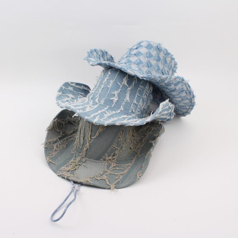 帽子 レディース 春夏 デニムハット テンガロンハット UVカット 日よけ ウェスタン カウボーイハット ..