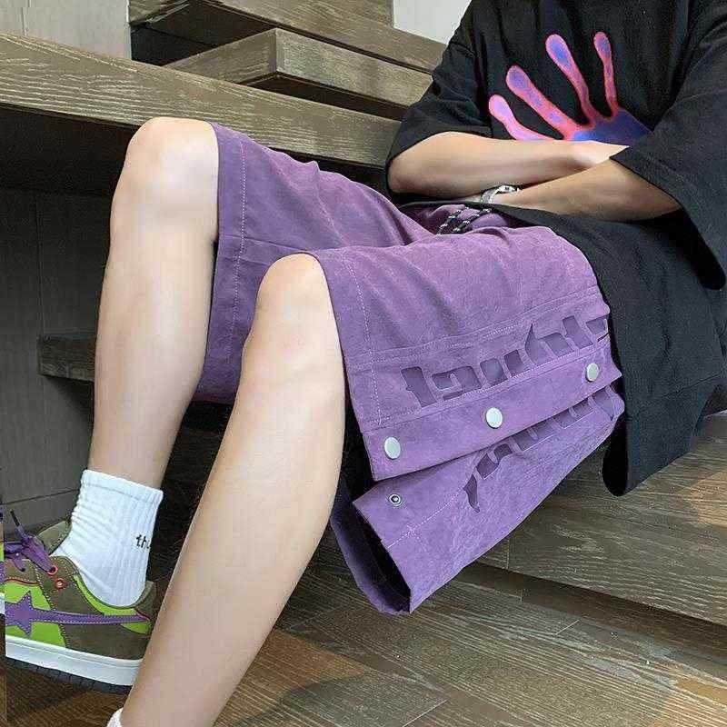 ハーフパンツ メンズ 男性用 スポーツ ウェア パープル 紫色 グレー グレー ブラック 黒 ゆったり ルーズ フィット イージーパンツ 伸縮性 ストレッチ 普段使い