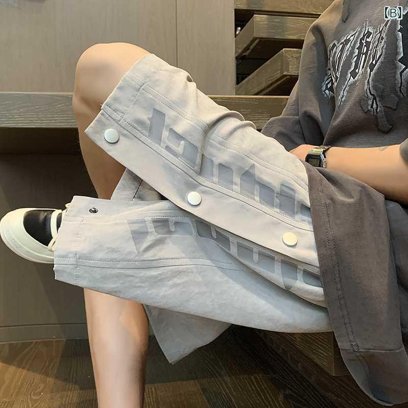 ハーフパンツ メンズ 男性用 スポーツ ウェア パープル 紫色 グレー グレー ブラック 黒 ゆったり ルーズ フィット イージーパンツ 伸縮性 ストレッチ 普段使い 3
