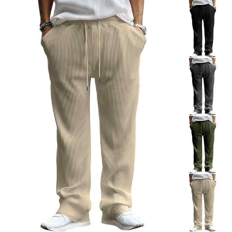パンツ メンズ 男性用 紳士 ズボン カジュアルパンツ イージーパンツ リラックスパンツ 直筒パンツ ストレートパンツ ワイドレッグパンツ 高腰 伸縮性 無地 カーキ ブラック 黒 グレー 深灰 軍緑 春秋