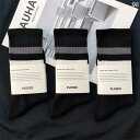 日本製 MUJ メンズ・ レディース ミディアム 丈 ソックス 3 足 組 綿 2本 バー サッカー スポーツ.カラフルカラーオシャレ