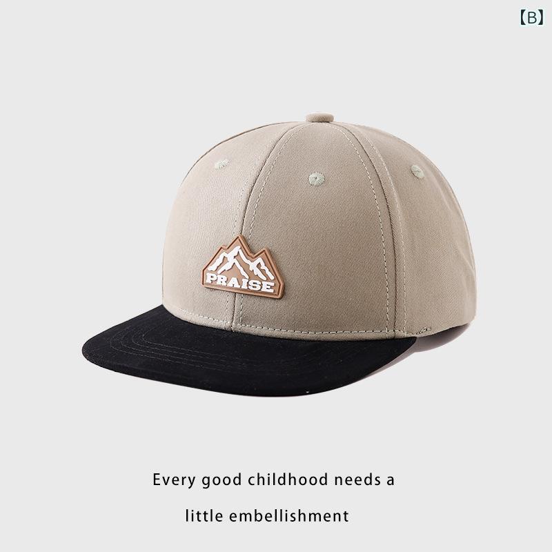 帽子 キッズ 男の子 ヒップホップ ダンス フラットブリム キャップ 春秋冬 切り替え 遮陽 UVカット 紫外線対策 日よけ 山峰 ブラック グレー ベージュ カーキ