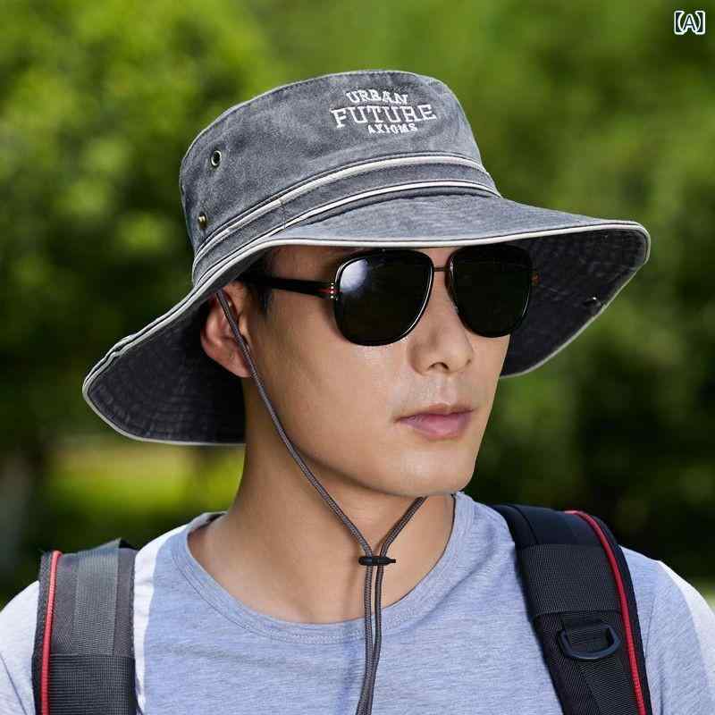 LINEAR shopの帽子 メンズ 男性用 ウォッシュド加工 漁夫帽 フィッシャーマンハット 釣り 登山 日よけ UVカット 紫外線対策 ブラック グレー カーキ ブルー グリーン｜アングル2
