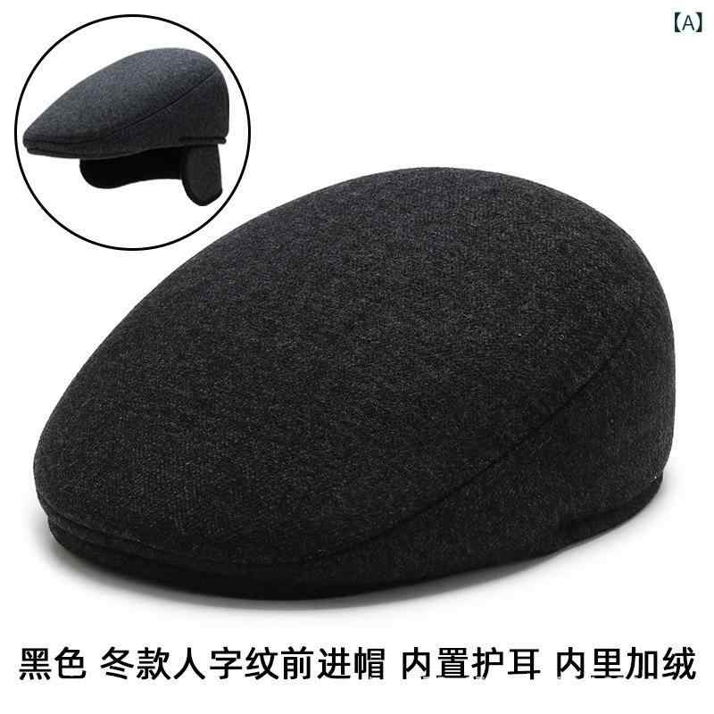 キャップ 男性用 秋冬 防寒 帽子 ウール混紡...の紹介画像2