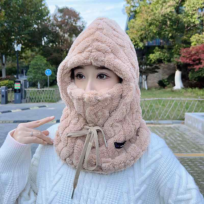 帽子 男女兼用 防寒 防風 ネックウォーマー フェイスカバー 裏起毛 厚手 暖かい 圧花柄 秋冬(x2)