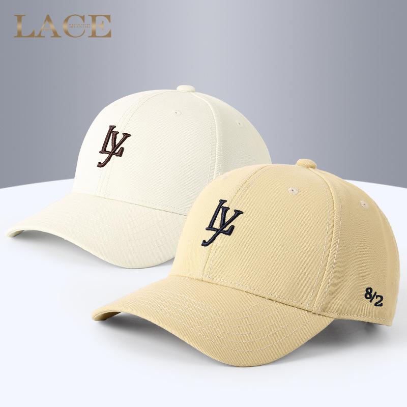 野球帽 レディース 春秋 コットン 刺繍 日焼け防止 大頭 鴨舌帽 小顔効果 紺色 黒 ワインレッド オフホ..