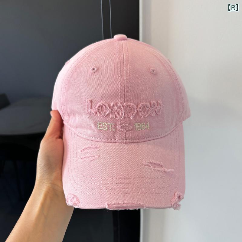 キャップ レディース メンズ 男女兼用 ダメージ加工 ウォッシュ加工 野球帽 日よけ 紫外線対策 通気性 コットン 春夏 秋冬 グレー ピンク系 ブラック バーガンディ カーキ(x2)