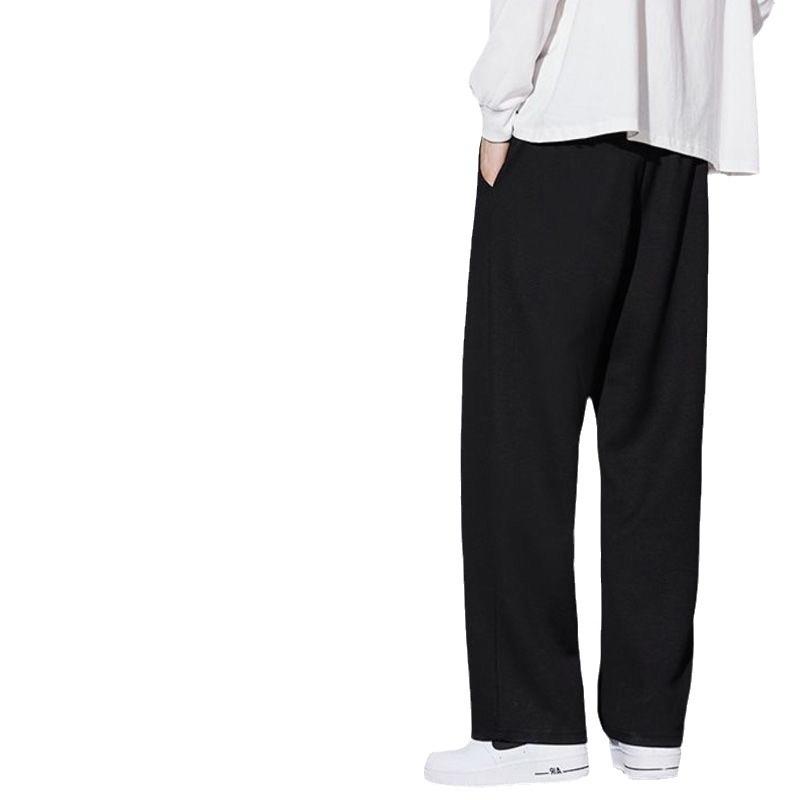 Shoe-Cut Pants - スウェットパンツ メンズ 韓国 ワイドレッグ ストレートパンツ リラックス ゆったり カジュアル イージーパンツ 普段使い 部屋着 ブラック グレー ポリエステル 春夏