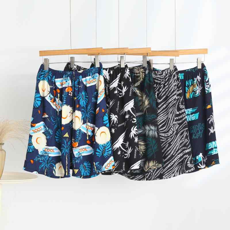 Cotton Pants - ハーフパンツ メンズ 男性用 コットン カジュアルパンツ ゆったり 大きめサイズ 部屋着 リラックスパンツ 短パン 黒 白 イエロー グリーン 幾何学模様