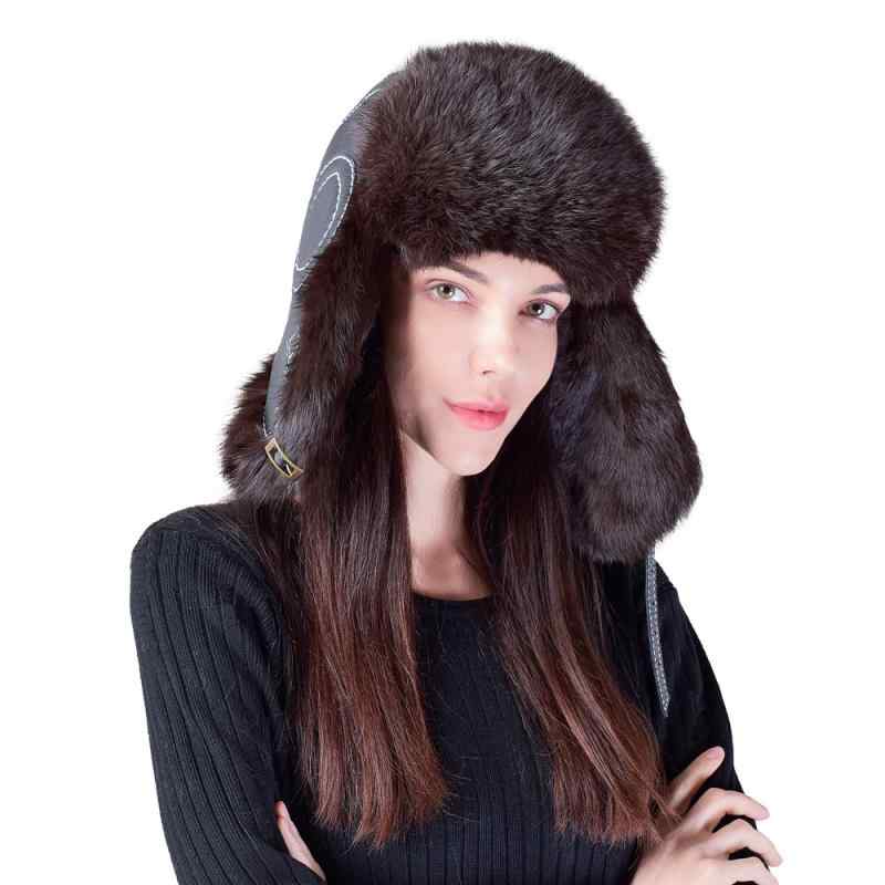 キャップ 男女兼用 兔毛 シープスキン レザー 防寒帽子 耳当て付き あったか シニア 秋冬 韓国 かわいい