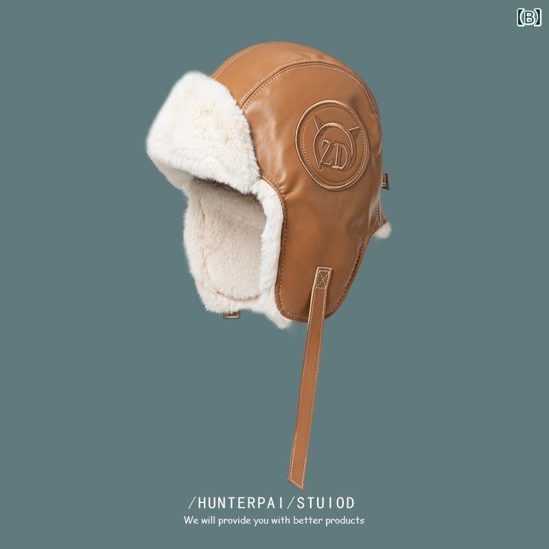 雷鋒帽 レディース PUレザー 防寒帽子 秋冬 アウトドア スキー 耳あて付き フライトキャップ メンズ カップル あったかグッズ かわいい 小顔効果(x2)