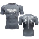 Tシャツ メンズ 男性用 トップス 半袖 プリント柄 吸湿速乾 接触冷感 伸縮性 スポーツウェア トレーニング ランニング ジム 運動着 春夏