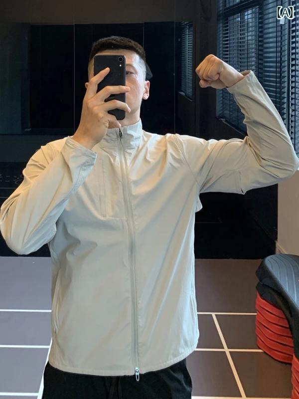 【 アウトドア】 薄手 機能性 ジャケット 三層 スポーツ メンズ フィットネスウェア カジュアル 春夏.カラフルカラーオシャレ