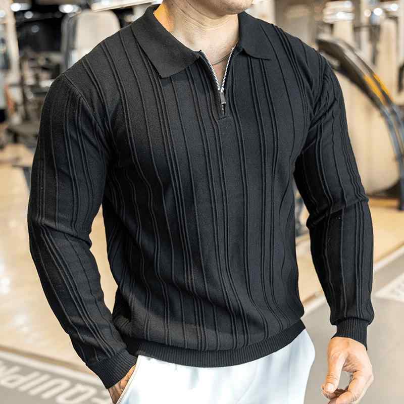 ニット メンズ ニットセーター 秋冬 暖かい 長袖 襟付き ポリエステル カジュアル スタイル トップス プルオーバー 黒 白 緑