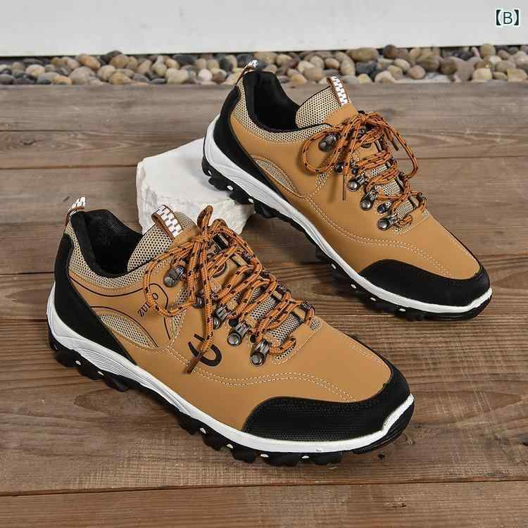 スニーカー メンズ 男性用 ローカット 運動靴 アウトドア カジュアル 迷彩柄 合成皮革 ラバーソール 春夏 黒 ブラック カーキ 大きいサイズ