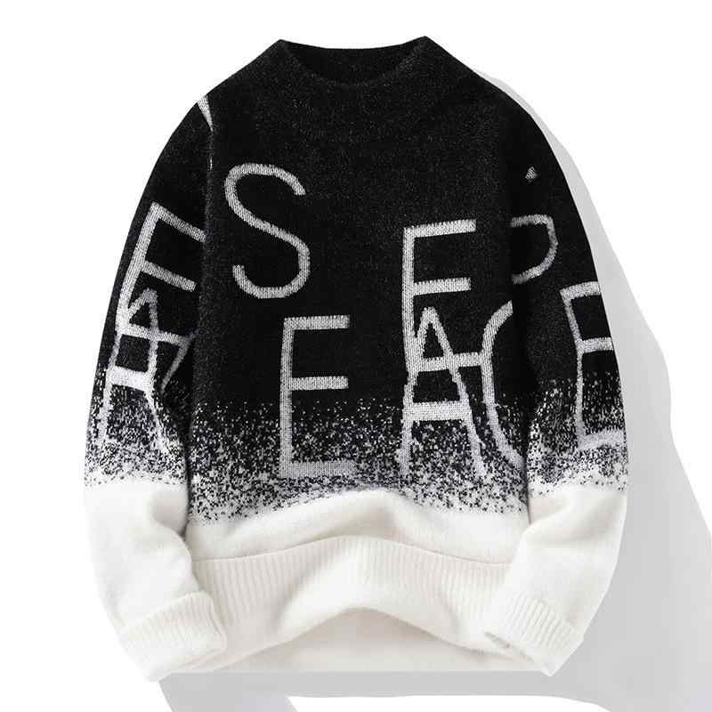 ニット メンズ ニットトップス ハーフハイネック プルオーバー 長袖 ジャガード 直筒型 リブ編み カジュアル きれいめ 伸縮性 通気性 秋冬 春秋 カーキ ブラック グレー