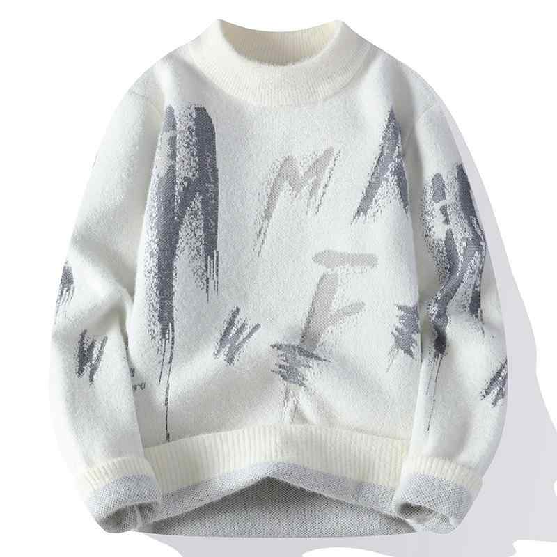 ニット メンズ 男性用 セーター 秋冬 水貂绒 加厚 クルーネック プルオーバー 暖かい ゆったり ストリート カジュアル トップス 防寒