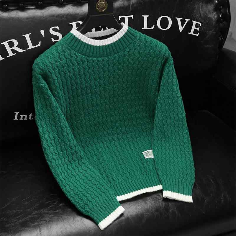 Knit Sweater - ニット メンズ 男性用 秋冬 ハーフネック セーター ゆったり 厚手 暖かい プルオーバー トップス カットソー 無地 カジュアル きれいめ 黒 ブラック カーキ グレー グリーン