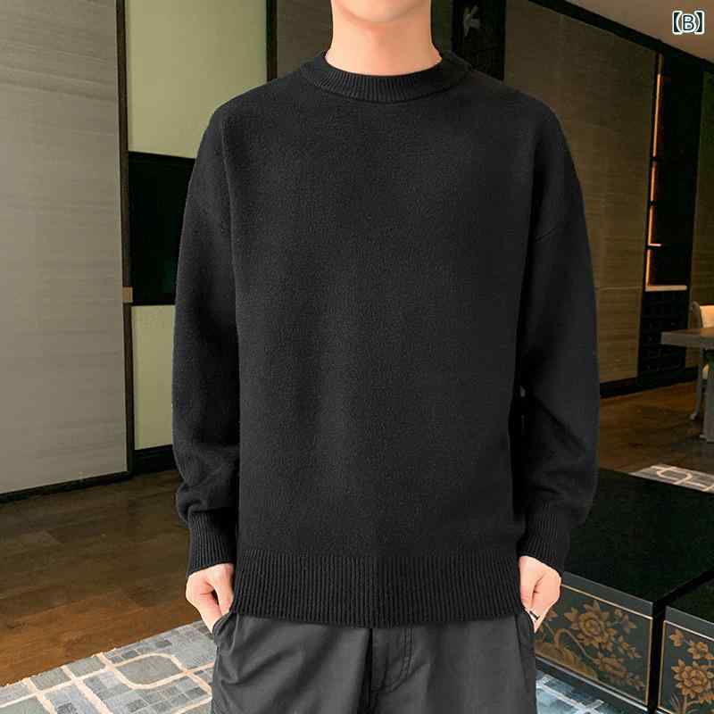 ニット メンズ ニットセーター 秋冬用 裏起毛 厚手 防寒 暖かい クルーネック プルオーバー トップス カットソー 綿混紡 ゆったり 普段使い