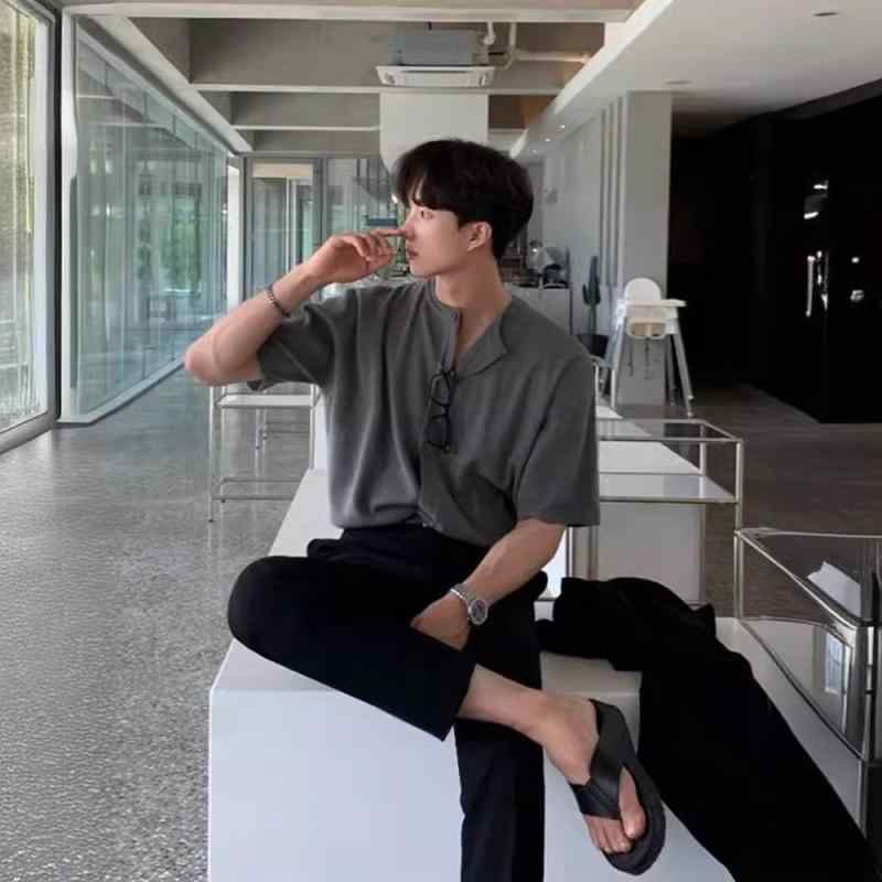 Tシャツ メンズ 薄手 夏ニット カーディガン トップス 半袖 無地 ポリエステル 接触冷感 吸湿速乾 普段使い