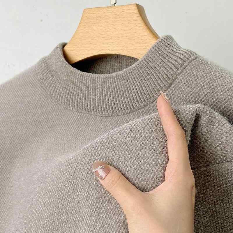 ニット メンズ ニットトップス 裏起毛 シェニール 半ハイネック プルオーバー 秋冬 厚手 無地 あったか 暖かい 防寒