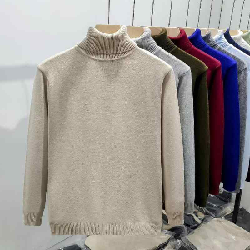 ニット メンズ ニットトップス 長袖 ハイネック 無地 秋冬 プルオーバー カットソー 普段使い デート ライトグレー ワインレッド カーキ アーミーグリーン ダークグレー スカイブルー キャメル ブラック オリーブドラブ ネイビー ブルー ホワイト