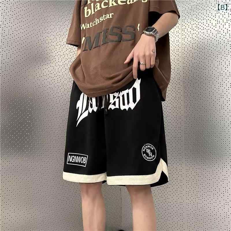 ハーフパンツ メンズ 男性用 大きいサイズ ストリート カジュアル ゆったり 膝上丈 ポリエステル ブラック レッド