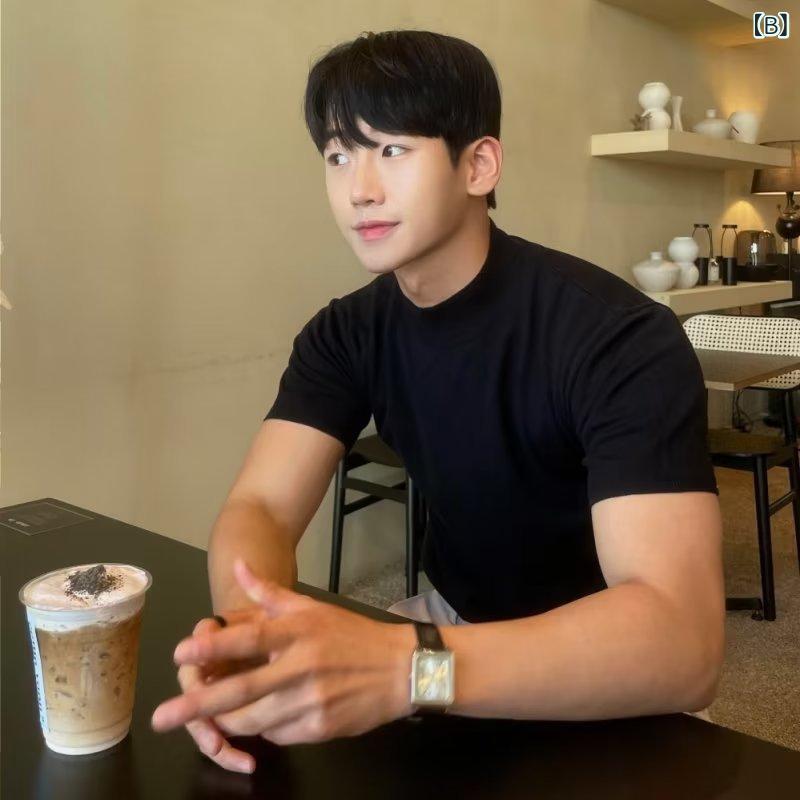 Tシャツ メンズ シルケットコットン 接触冷感 半袖 カットソー ハイネック 薄手 ニット トップス 春夏 カジュアル スタイル