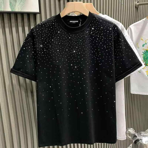 Tシャツ メンズ 男性用 夏物 カジュアル 星柄 ジルコニア 接触冷感 薄手 半袖 トップス カットソー 普段使い 部屋着 ブラック ホワイト系 Tシャツ メンズ 男性用 夏物 カジュアル 星柄 ジルコニア 接触冷感 薄手 半袖 トップス カットソー 普段使い 部屋着 ブラック ホワイト系