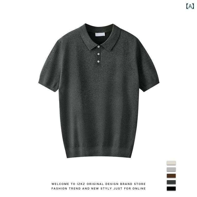 英国 風の 古いお 金と 高貴な 混紡 コットンの 夏用 パイナップル 柄 ポロシャツ ニット 半袖 メンズ ..