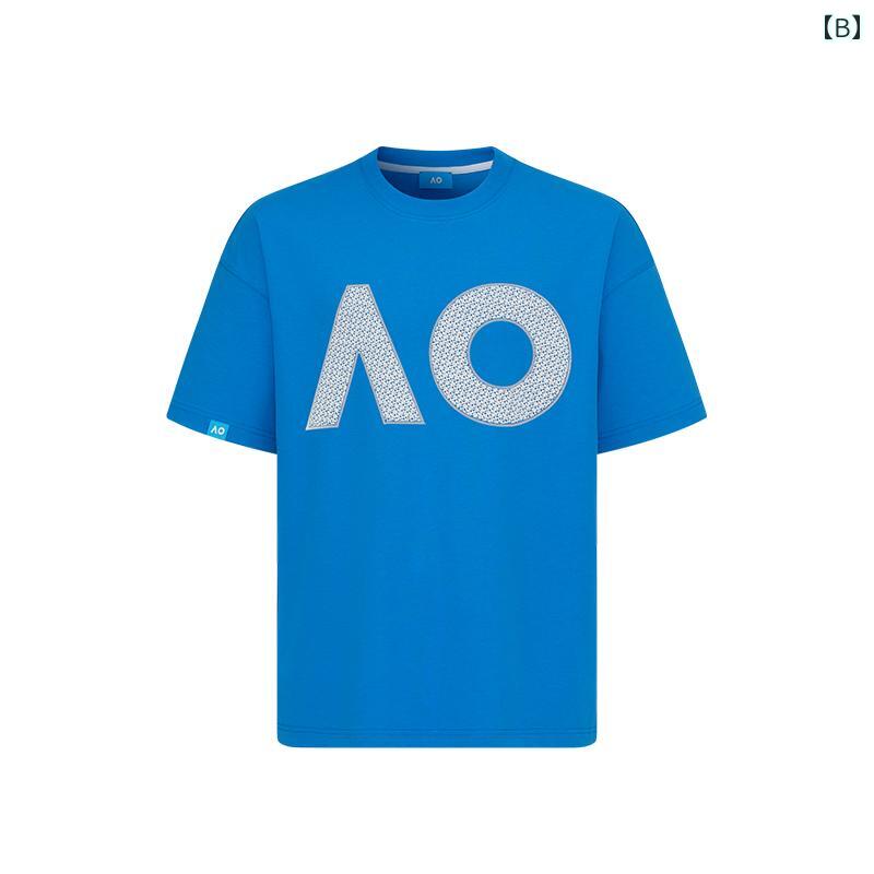 LINEAR shopのAO オーストラリア オープン スポーツ Tシャツ レター ゆったり ラウンドネック 25 春夏 男女 半袖 コート テニスウェア｜アングル2