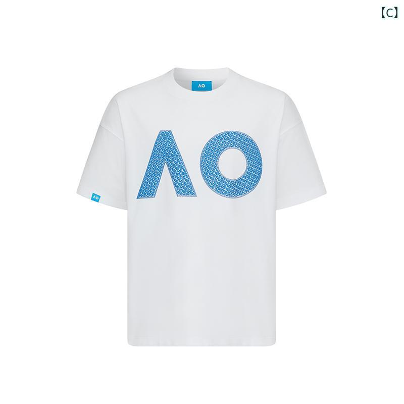LINEAR shopのAO オーストラリア オープン スポーツ Tシャツ レター ゆったり ラウンドネック 25 春夏 男女 半袖 コート テニスウェア｜アングル3