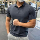 究極の サポート フィットネスコーチ 作業服 スリム カジュアル ポロシャツ 筋肉 男性 スポーツ Tシャツ ラペル 半袖.カラフルカラーオシャレ