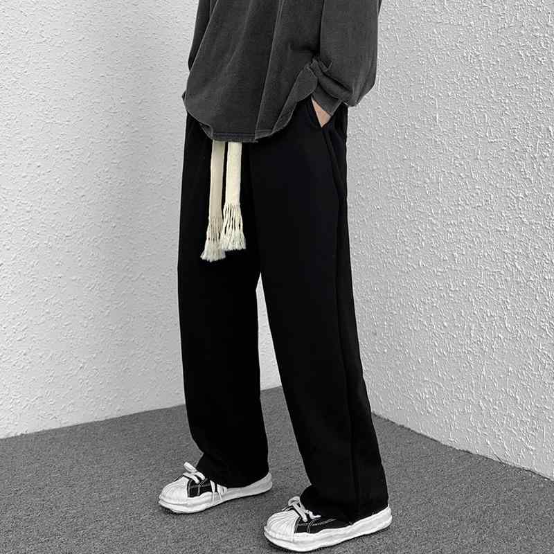 パンツ 男性用 スウェットパンツ ストレート テーパード 高腰 ウエストゴム 伸縮性 無地 スポーティー カジュアル ブラック グレー