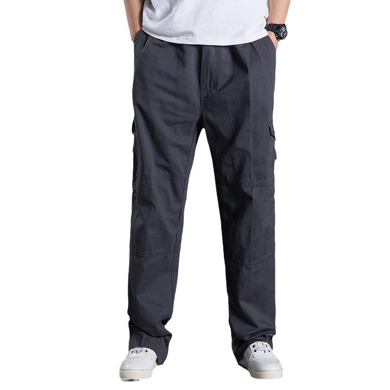 Cargo Pants - パンツ メンズ 男性用 大きいサイズ コットン ワイドレッグパンツ 多ポケット カーゴパンツ 作業ズボン ロングパンツ 春秋 高腰 普段使い 運動 部屋着 グレー ブラック カーキグリーン