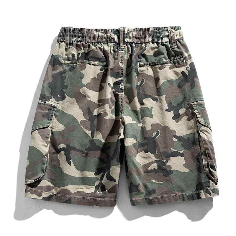 尼龍短褲 - ハーフパンツ メンズ 男性用 カーゴパンツ ワークパンツ 綿 カーキ 軍緑 中藍色 ルーズ 短パン ショートパンツ 5分丈 春夏