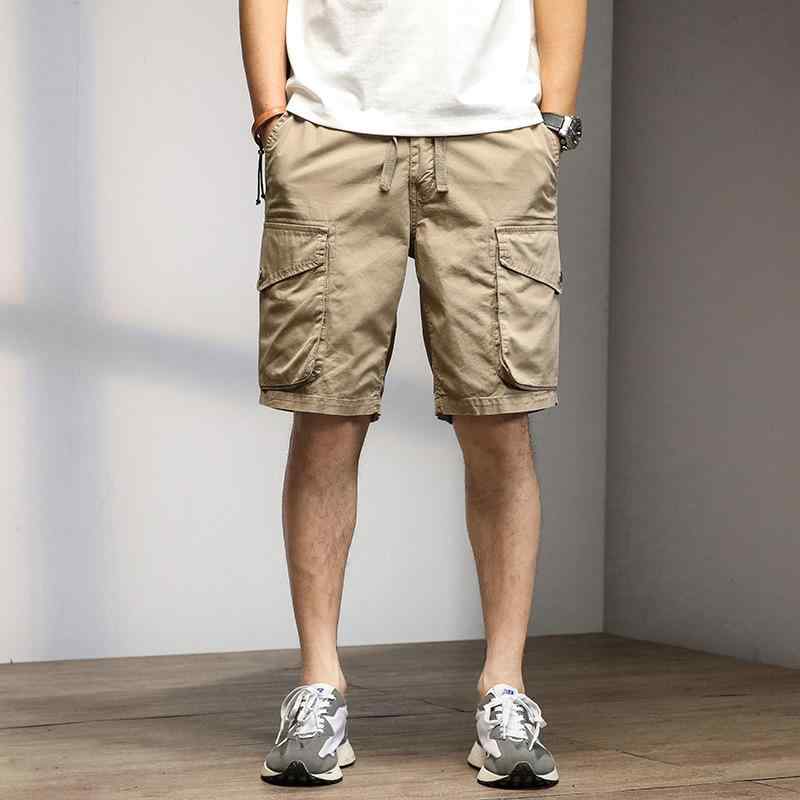 Cotton Pants - パンツ メンズ カーゴパンツ ハーフパンツ 男性用 5分丈 ストレート 薄手 無地 綿 カーキ グレー ブラック アーミーグリーン カジュアル
