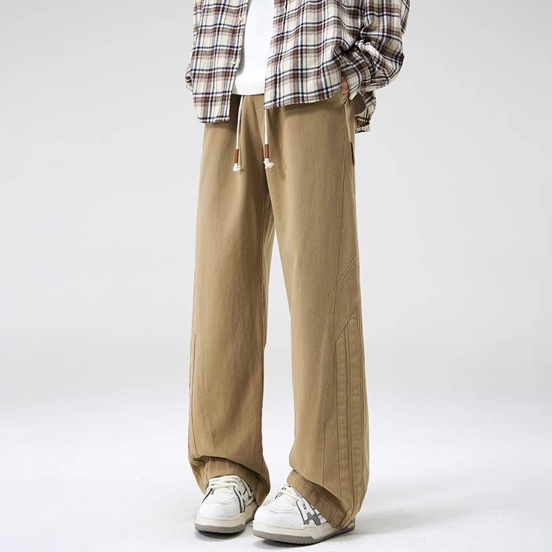 Cargo Pants - カジュアルパンツ メンズ カーゴパンツ ゆったり ストレート カーキ ワークパンツ 秋冬 ロングパンツ コットン 中厚地