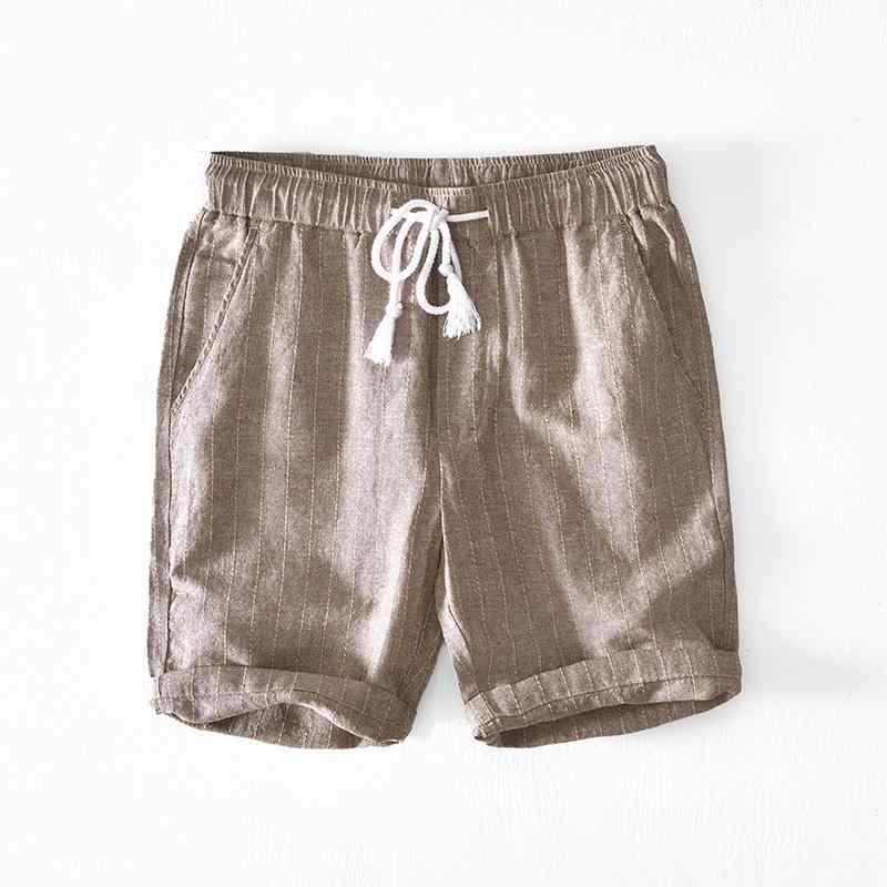 Short, Half Pants - ハーフパンツ メンズ 男性用 カジュアルパンツ ストライプ柄 コットンリネン 薄手 ウエストゴム 5分丈パンツ ショーツ 短パン ズボン 春夏 リラックスパンツ ルームウェア 部屋着