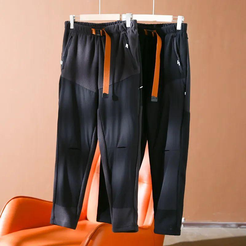 Skinney Pants - パンツ メンズ 男性用 裏起毛 暖か 厚手 フリース ストレッチ テーパードパンツ イージーパンツ アウトドア 秋冬 普段使い 部屋着 ブラック グレー