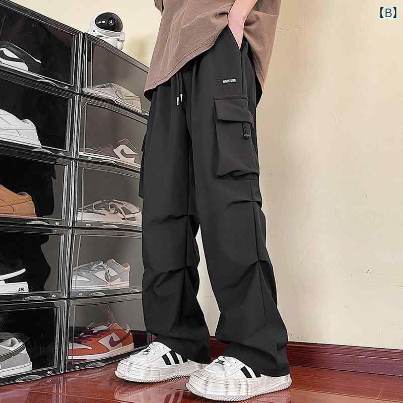 パンツ メンズ 男性用 ストレートパンツ 薄手 夏用 涼しい 接触冷感 高腰 無地 カーキ ブラック ネイビー 普段使い スポーツ ウェア