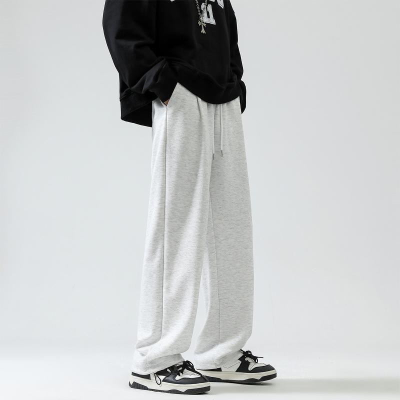 パンツ 男性用 スウェットパンツ ストレート 普段使い 韓国 無地 白花グレー 伸縮...