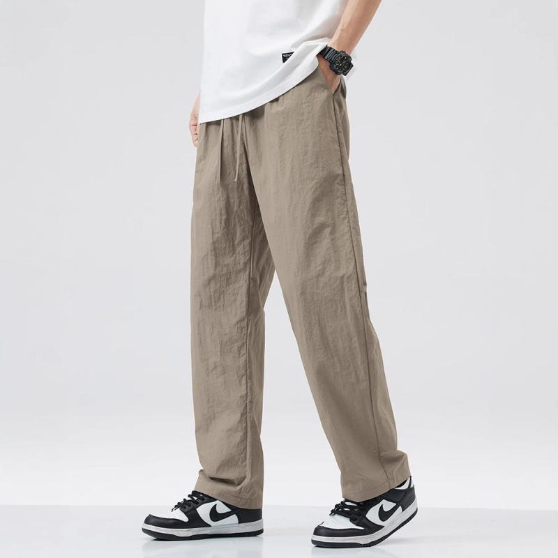 パンツ メンズ 男性用 接触冷感 速乾 ストレート ズボン 薄手 スポーツ ウェア 伸縮性 ウエストゴム 涼しい イージーパンツ ルームウェア アウトドア 春夏 ブラック グレー カーキ